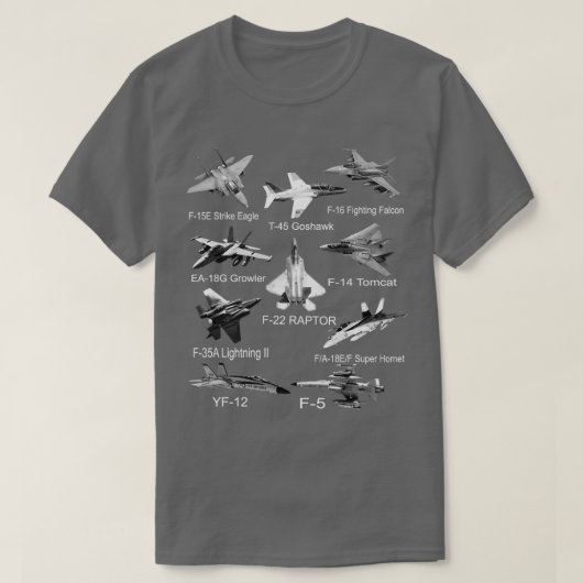 アメリカン・ファイターズ・ジェットF22ラプターF14omcat飛行機 Tシャツ (デザイン正面)