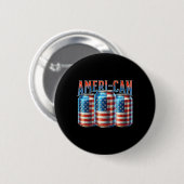 アメリカン・ファニー・ビール缶フラグ愛国的な7月4日 缶バッジ (正面&裏面)