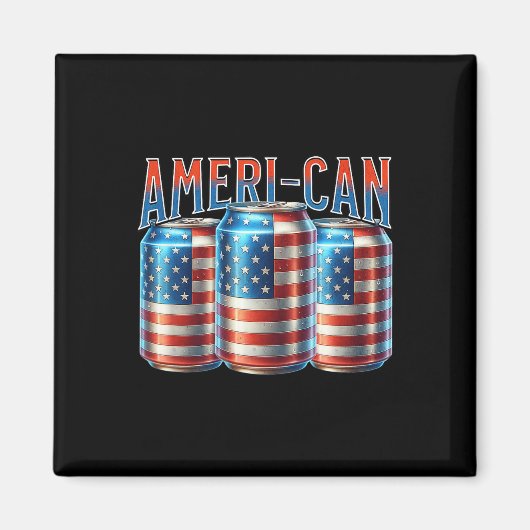 アメリカン・ファニー・ビール缶フラグ 愛国心 7月4日 マグネット (正面)