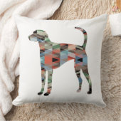 アメリカン・フォックスハウンド・ドッグ・ジオ・パターン・シルエット・プレイド クッション (ブランケット)