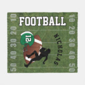 アメリカン・フットボール-深緑色のヘルメット フリースブランケット (正面(横))