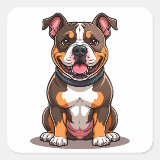 アメリカン・ブリーの愛らしい子犬スタイル スクエアシール (正面)