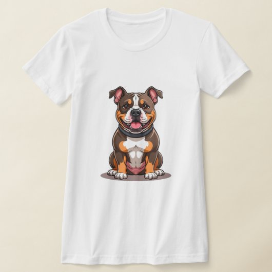 アメリカン・ブリーの愛らしい子犬スタイル Tシャツ (レイダウン)