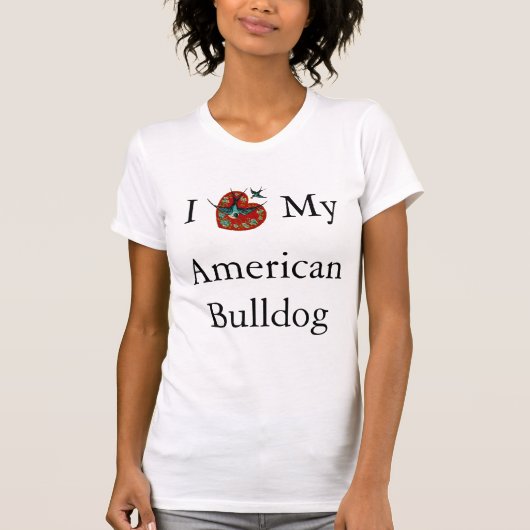 アメリカン・ブルドッグと飛ぶ鳥が好き Tシャツ (正面)
