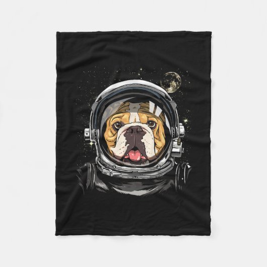 アメリカン・ブルドッグ 宇宙飛行士 銀河 天文学  フリースブランケット (正面)