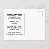 アメリカン ブルー スターバースト 愛国パーティー インビテーションポストカード (裏面)