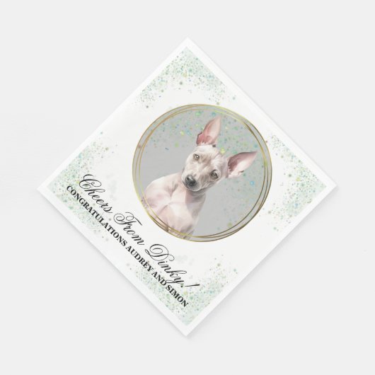 アメリカン・ヘアレス・テリアの結婚式ナプキン 犬付き スタンダードランチョンナプキン (角)