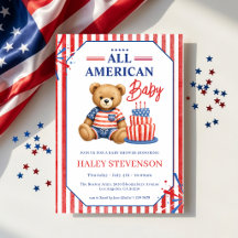 アメリカン ベビーシャワー 愛国的なテディベア 7月