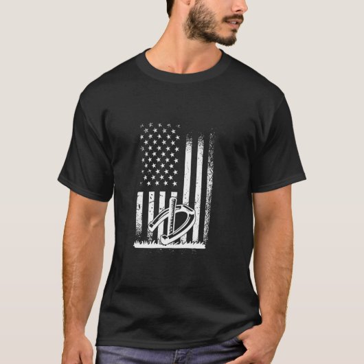 アメリカン+ホースシューズ+プレーヤー、蹄鉄投げ Tシャツ (正面)