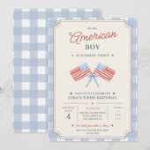 アメリカン・ボーイの誕生日パトリオティックパーティー 招待状 (正面/裏面)