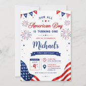 アメリカン・ボーイの誕生日 7月4日 招待状 (正面)