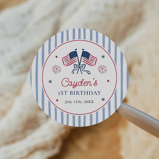 アメリカン・ボーイの7月4日1歳の誕生日 ラウンドシール