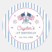 アメリカン・ボーイの7月4日1歳の誕生日 ラウンドシール (正面)
