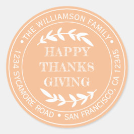 アメリカン ラスティック ハッピー サンクスギビング 返信先 オレンジ ラウンドシール