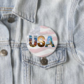 アメリカン・ランドマーク入りUSA愛国的な文字 缶バッジ (インサイチュ)