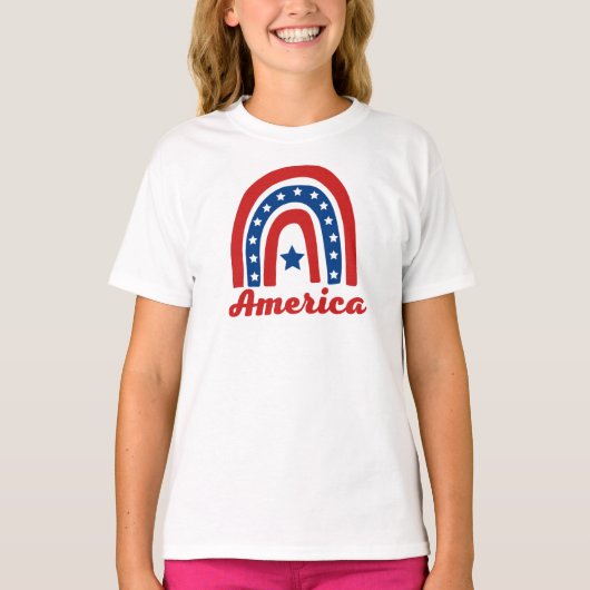 アメリカン・レインボー アメリカ独立記念日Tシャツ Tシャツ (正面)