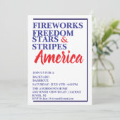 アメリカン レッド ホワイト ブルー BBQ パーティー 招待状 (スタンド正面)