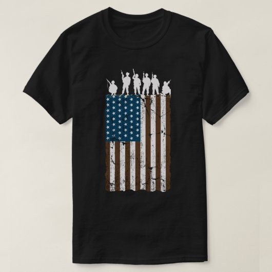 アメリカン・レトロ・フラグ・ソルジャーズ Tシャツ (デザイン正面)