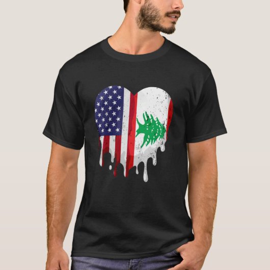 アメリカン・レバノン伝統月レバノン国旗の声 Tシャツ (正面)
