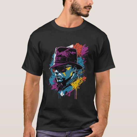 アメリカン・ヴィンテージ・マフィアの落書きギャングストリートアート Tシャツ (正面)
