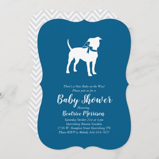 アメリカン(犬)スタッフォードテリアドッグベビーシャワー 招待状 (正面/裏面)