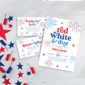 アメリカン 赤白青 4th of July ベイビーシャワー 招待状