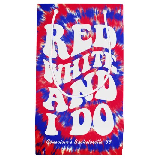 アメリカン 赤白 私はする 4日7月 花嫁のお別れパーティー スモールペーパーバッグ (正面)