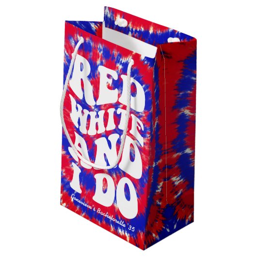 アメリカン 赤白 私はする 4日7月 花嫁のお別れパーティー スモールペーパーバッグ (裏面アングル)