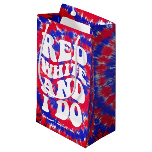 アメリカン 赤白 私はする 4日7月 花嫁のお別れパーティー スモールペーパーバッグ (正面アングル)