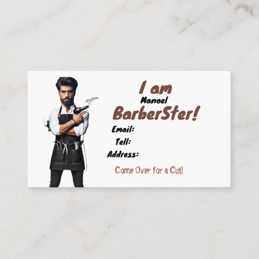 アメリカン, 89 mm x 51 mm名刺,理容師テーマ 名刺 (正面)
