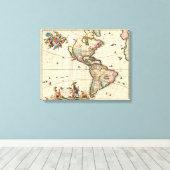 アメリカヴィンテージマップ1670ラップされたキャンバス キャンバスプリント (インサイチュ (ウッドフロア))