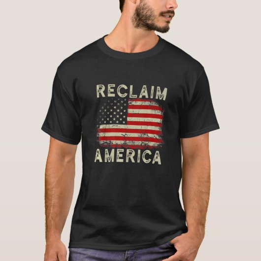 アメリカヴィンテージ動揺して愛国的アメリカを再生 Tシャツ (正面)