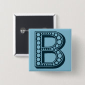 アメリカヴィンテージ装飾用のモノグラムB 缶バッジ (正面&裏面)