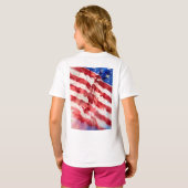 アメリカーナの水彩画、アメリカ国旗の自由 Tシャツ (裏面フル)