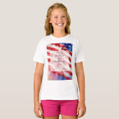 アメリカーナの水彩画、アメリカ国旗の自由 Tシャツ (正面フル)
