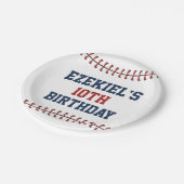 アメリカーナネイビーブルー&レッドベースボール誕生日 ペーパープレート (アングル)