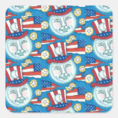 アメリカーナフォークアート満月の愛国者 スクエアシール (正面)