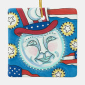 アメリカーナフォークアート満月の愛国者 セラミックオーナメント (正面)