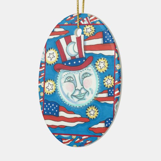 アメリカーナフォークアート満月の愛国者 セラミックオーナメント (左)