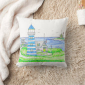 アメリカーナライトハウス枕；青 クッション (ブランケット)