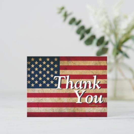 アメリカーナヴィンテージアメリカ国旗ありがとうはがき ポストカード (スタンド正面)