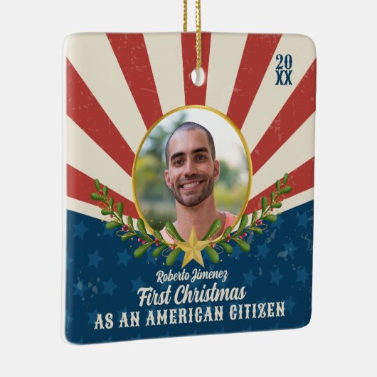 アメリカーナ初めてのクリスマス米国市民権ギフト セラミックオーナメント (右)