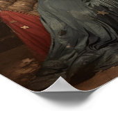 アメリカーナ新年の女性と国旗 ポスター (角)