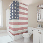 アメリカーナ赤白青ヴィンテージ国旗 シャワーカーテン (インサイチュ)