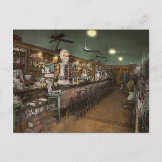 アメリカーナ – ソーダ – 人々のソーダ泉1928 ポストカード (正面)