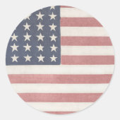 アメリカーナ レッド ホワイト ブルー ヴィンテージ フラッグ ラウンドシール (正面)