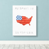 アメリカーナ |私のハートは米国の地図にある キャンバスプリント (インサイチュ (ウッドフロア))