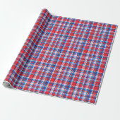 アメリカーナChunky Plaid Twill 伝統的 Red Blue ラッピングペーパー (アンロールド)