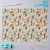 アメリカーノコーヒーエフエマラのコラージュパターン 薄葉紙 (クラフト)