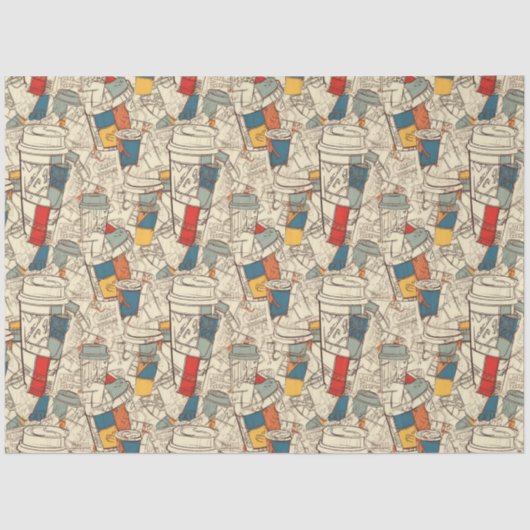 アメリカーノコーヒーエフエマラのコラージュパターン 薄葉紙 (正面)